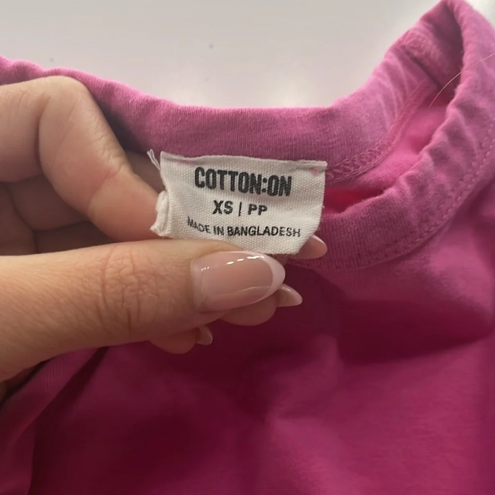 Pink cotton on tight fitting cropped top - Picture 3 of 3